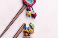 Crochet ✩ Handmade Crochet Hair Stick ~ Butterfly & Bird Pair