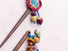 Crochet ✩ Handmade Crochet Hair Stick ~ Butterfly & Bird Pair