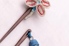 Crochet ✩ Crochet Butterfly & Tiki Hair Sticks (Pair)