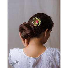 Crochet ✩  Hair Stick - Shimmer and Green Lotus 