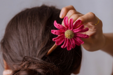 Crochet ✩ Hair Stick - Pink Daisy 