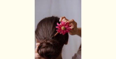 Crochet ✩ Hair Stick - Pink Daisy 