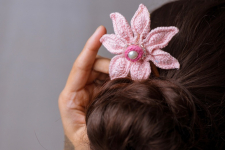 Crochet ✩ Hair Stick - Soft Pink Cosmos 