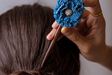 Crochet ✩ Hair Stick - Blue Poppy 