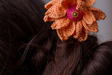 Crochet ✩ Hair Stick - Orange Camellia