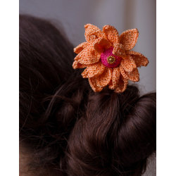 Crochet ✩ Hair Stick - Orange Camellia