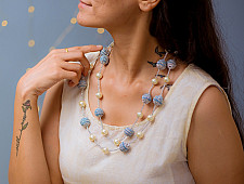 Crochet Necklace | Nakshatra Moon Necklace ~ Lilac Gold Beads