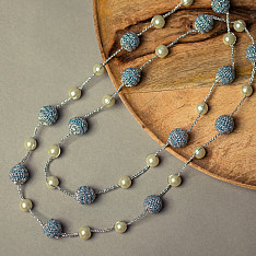 Crochet Necklace | Nakshatra Moon Necklace ~ Lilac Gold Beads