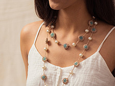 Crochet Necklace | Nakshatra Tikki Necklace - Rose Gold Mint