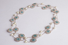 Crochet Necklace | Nakshatra Tikki Necklace - Rose Gold Mint
