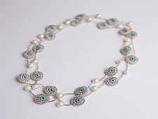 Crochet Necklace | Nakshatra Tikki Necklace - Rose Gold Mint