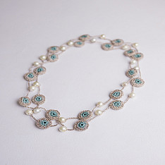 Crochet Necklace | Nakshatra Tikki Necklace - Rose Gold Mint
