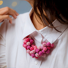 Crochet Necklace | Guldasta Necklace ~ Pink