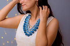 Crochet Necklace | Aadya Necklace ~ Indigo Ombre