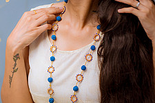 Crochet Necklace | Cheer Necklace ~ Cobalt Blue, Metallic