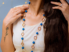 Crochet Necklace | Cheer Necklace ~ Cobalt Blue, Metallic