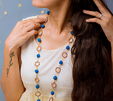 Crochet Necklace | Cheer Necklace ~ Cobalt Blue, Metallic