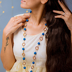 Crochet Necklace | Cheer Necklace ~ Cobalt Blue, Metallic