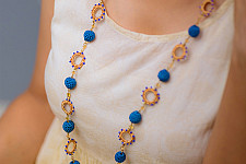 Crochet Necklace | Cheer Necklace ~ Cobalt Blue, Metallic