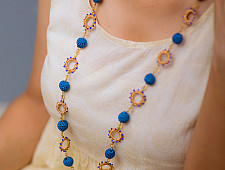 Crochet Necklace | Cheer Necklace ~ Cobalt Blue, Metallic