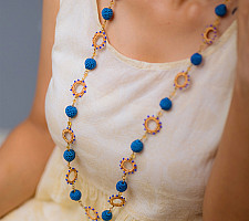 Crochet Necklace | Cheer Necklace ~ Cobalt Blue, Metallic
