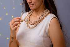Crochet Necklace |  Vrishti ~ Rose Shimmer