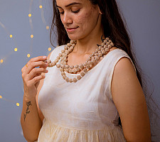 Crochet Necklace |  Vrishti ~ Rose Shimmer