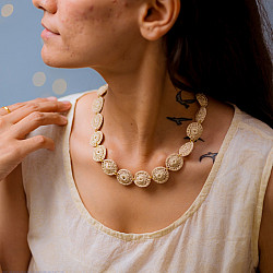 Crochet Necklace |  Ornate Beige Tikki Necklace 