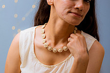 Crochet Necklace |  Ornate Beige Tikki Necklace 