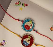 Crochet Rakhi -⚬- Colorful Boats Kids Rakhi (Set of 2)