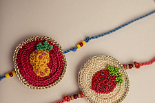 Crochet Rakhi -⚬- Pineapple & Strawberry Kids Rakhi (Set of 2)