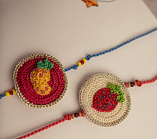 Crochet Rakhi -⚬- Pineapple & Strawberry Kids Rakhi (Set of 2)
