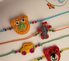 Crochet Rakhi -⚬- Cute Toys & Animals Kids Rakhi (Set of 4)