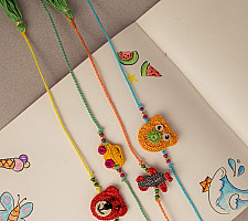 Crochet Rakhi -⚬- Cute Toys & Animals Kids Rakhi (Set of 4)