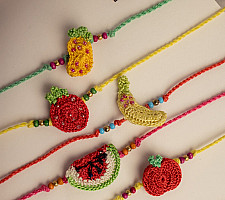 Crochet Rakhi -⚬- Fruity Candies Kids Rakhi (Set of 5)