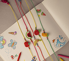 Crochet Rakhi -⚬- Fruity Candies Kids Rakhi (Set of 5)