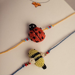 Crochet Rakhi -⚬- Beetle & Bee Kids Rakhi (Set of 2) 36