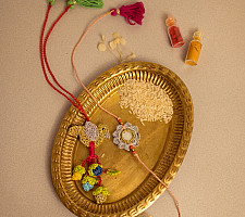Crochet Rakhi -⚬- Rakhi & Lumba Set Paakhi Seepi (Set of 2)