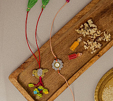 Crochet Rakhi -⚬- Rakhi & Lumba Set Paakhi Seepi (Set of 2)
