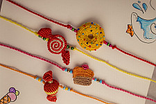 Crochet Rakhi -⚬- Handmade Crochet Rakhi Candy (Set of 4)