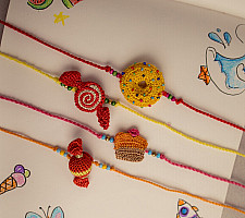 Crochet Rakhi -⚬- Handmade Crochet Rakhi Candy (Set of 4)