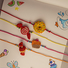 Crochet Rakhi -⚬- Handmade Crochet Rakhi Candy (Set of 4)