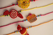 Crochet Rakhi -⚬- Handmade Crochet Rakhi Candy (Set of 4)