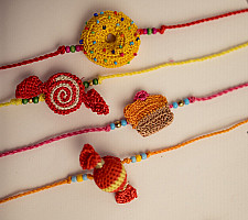 Crochet Rakhi -⚬- Handmade Crochet Rakhi Candy (Set of 4)