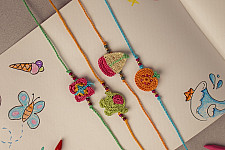 Crochet Rakhi -⚬- Handmade Crochet Rakhi Fun Time (Set of 4)