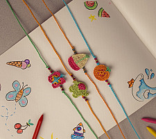 Crochet Rakhi -⚬- Handmade Crochet Rakhi Fun Time (Set of 4)