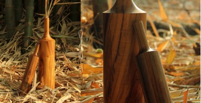 Sankhla | Handcrafted Vase - Teak Wood ( Set of Two)