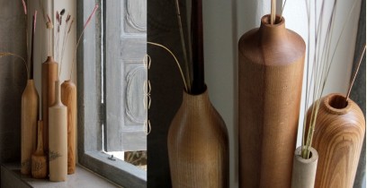 Sankhla | Handmade Wooden Home Decor Vase ( Set of Five )