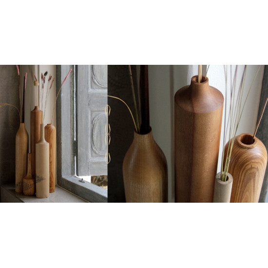 shop Handmade Wooden Home Decor Vase ( Set of Five )