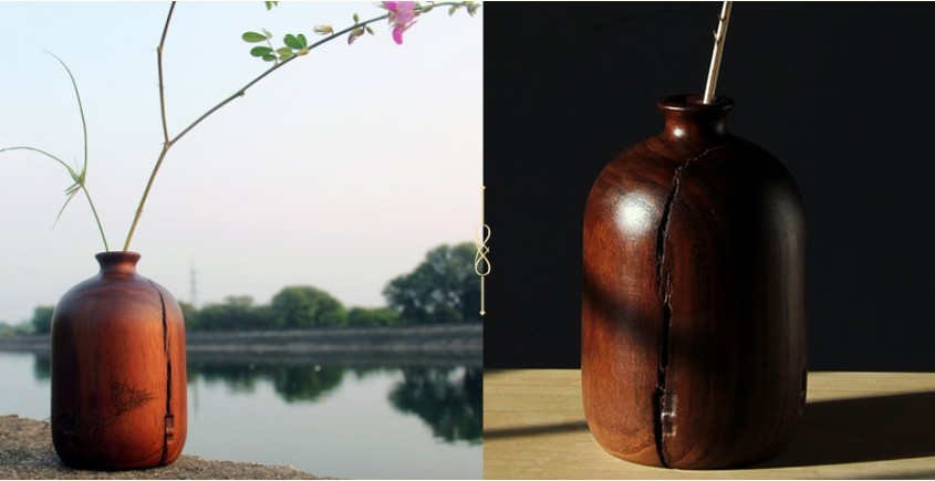 shop Handcrafted wooden vase
